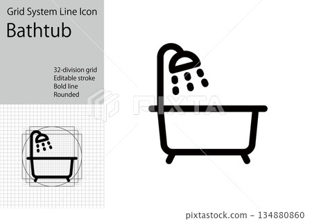 Bathtub, bathing icon, bathroom symbol Bathtub, bathing icon, bathroom symbol 134880860