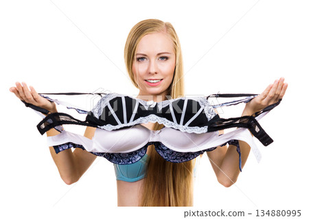 Woman choosing bra to wear 134880995
