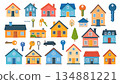 Transparent background real estate and housing icon material 134881221