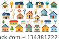 Transparent background real estate and housing icon material 134881222