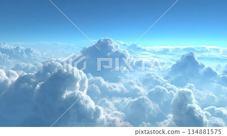 Beautiful view of majestic clouds in blue sky 134881575