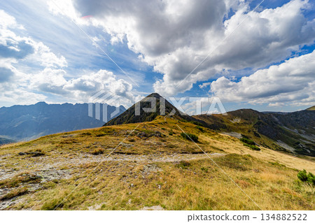 High altitude mountain meadows and rocky peaks in High Tatras, Slovakia High altitude mountain meadows and rocky peaks in High Tatras, Slovakia 134882522