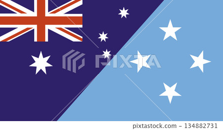 Flag of Australia and Micronesia. Two Flags Together Australian and Micronesian 134882731