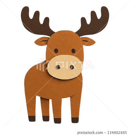 [Animals] Papercraft style moose illustration 134882885
