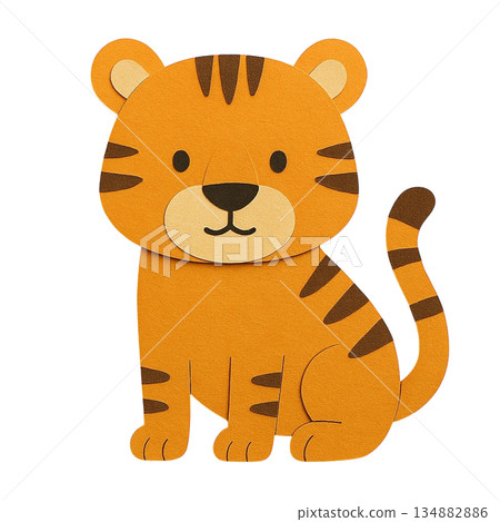 [Animals] Paper craft style tiger illustration 134882886