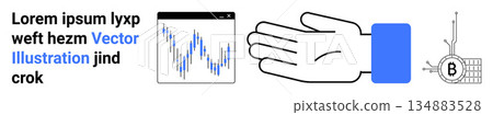 Financial technology, blockchain, cryptocurrency, digital data, analytics, user interface. Hand with graph and blockchain icon. Financial technology and blockchain Financial technology, blockchain, cryptocurrency, digital data, analytics, user interface. Hand with graph and blockchain icon. Financial technology and blockchain 134883528