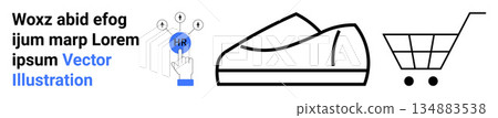 Business processes, ecommerce, workforce management, shopping, human resources, retail. Minimal HR icon, shoe outline cart. Business processes and ecommerce concepts Business processes, ecommerce, workforce management, shopping, human resources, retail. Minimal HR icon, shoe outline cart. Business processes and ecommerce concepts 134883538