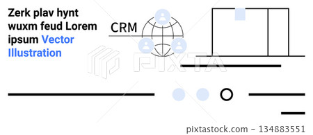 Business tools, data analysis, global communication, team collaboration, customer management, CRM. Diagram with CRM, a globe network and a laptop. Business tools and data analysis concept Business tools, data analysis, global communication, team collaboration, customer management, CRM. Diagram with CRM, a globe network and a laptop. Business tools and data analysis concept 134883551