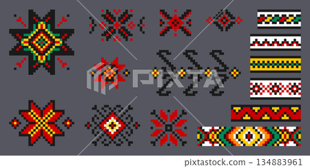 Ukrainian embroidery patterns set Ukrainian embroidery patterns set 134883961
