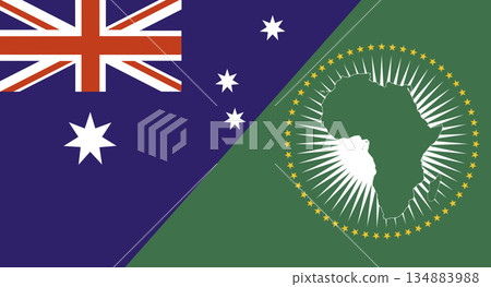 Flag of Australia and African Union. Economic union between countries Flag of Australia and African Union. Economic union between countries 134883988