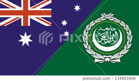Flag of Australia and Arab League. Economic union between countries Flag of Australia and Arab League. Economic union between countries 134883990
