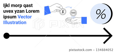 Finance, investing, digital currency, token exchange, business concepts, money management. A hand holding a dollar coin transferring to a token. Finance and investing concept 134884052