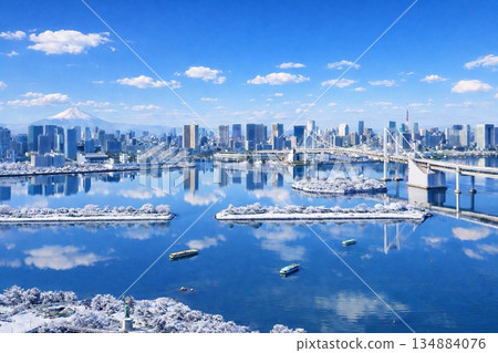 Odaiba Seaside Park and Rainbow Bridge - Winter scenery 134884076
