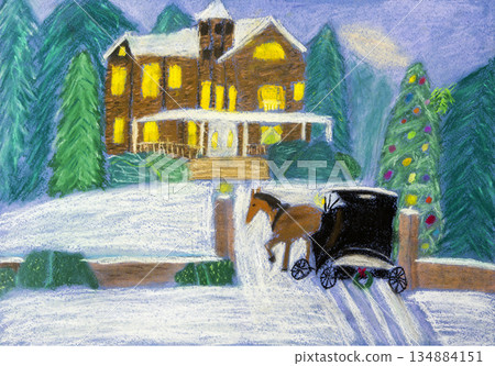 Children's drawing "Winter Landscape" 134884151