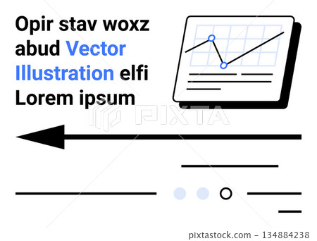 Business data, analytics, performance tracking, reporting, technology, presentation design. Line chart with connected points and arrows. Business data and analytics concept 134884238