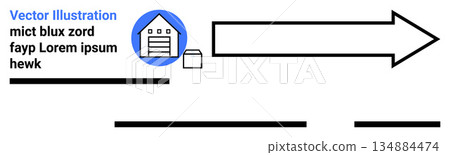 Logistics, warehouse management, shipping process, delivery tracking, supply chain, e-commerce operations. Arrow pointing from a storage icon to signify transportation. Logistics and shipping concept 134884474