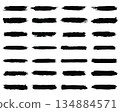 Ink Stroke Brushes, hand drawn black sticker, abstract freehand stroke 134884571