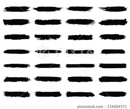 Ink Stroke Brushes, hand drawn black sticker, abstract freehand stroke Ink Stroke Brushes, hand drawn black sticker, abstract freehand stroke 134884571