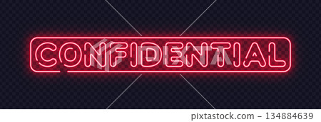 Red neon confidential sign in minimal vector design, suitable for privacy warnings and sensitive content. Sharp glow emphasizes restriction. Red neon confidential sign in minimal vector design, suitable for privacy warnings and sensitive content. Sharp glow emphasizes restriction. 134884639
