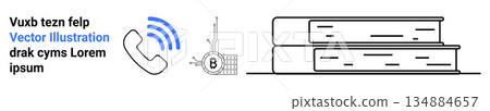 Communication, blockchain, technology, learning, digital services, future education. Phone with waves, blockchain symbol and stacked books. Communication and blockchain concept integration Communication, blockchain, technology, learning, digital services, future education. Phone with waves, blockchain symbol and stacked books. Communication and blockchain concept integration 134884657
