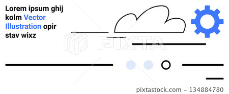 Technology, cloud computing, automation, data processing, innovation, digital solutions. Abstract cloud and gear shapes in a sleek design. Cloud computing and automation concept Technology, cloud computing, automation, data processing, innovation, digital solutions. Abstract cloud and gear shapes in a sleek design. Cloud computing and automation concept 134884780