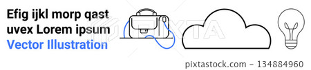 Digital transformation, creativity, cloud storage, innovation, audio technology, brainstorming. Outline of headphones, cloud and light bulb with text. Creativity and cloud storage concept Digital transformation, creativity, cloud storage, innovation, audio technology, brainstorming. Outline of headphones, cloud and light bulb with text. Creativity and cloud storage concept 134884960