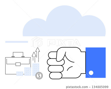 Business development, cloud computing, financial growth, market strategy, technology innovation, entrepreneurship. A hand with financial and growth-related icons under a cloud. Business development Business development, cloud computing, financial growth, market strategy, technology innovation, entrepreneurship. A hand with financial and growth-related icons under a cloud. Business development 134885099
