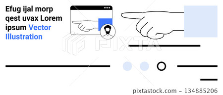 User guidance, navigation interfaces, communication devices, digital workflows, UI design, technology interaction. Hand pointing and navigation elements. User guidance and navigation interface User guidance, navigation interfaces, communication devices, digital workflows, UI design, technology interaction. Hand pointing and navigation elements. User guidance and navigation interface 134885206