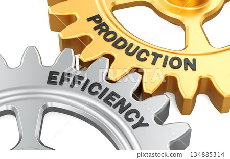 Production and Efficiency gears, 3D rendering 134885314