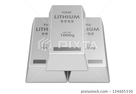 Fine lithium bars. 3D rendering Fine lithium bars. 3D rendering 134885330