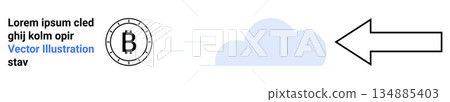 Cryptocurrency, blockchain technology, financial transactions, digital assets, innovation, data flow. Bitcoin symbol and arrow design with dynamic movement. Cryptocurrency and blockchain technology Cryptocurrency, blockchain technology, financial transactions, digital assets, innovation, data flow. Bitcoin symbol and arrow design with dynamic movement. Cryptocurrency and blockchain technology 134885403