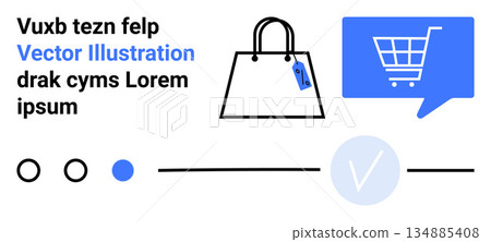 E-commerce, online shopping, UX design, digital marketing, retail, consumer experience. Shopping bag and chat bubble with cart icon on white background. E-commerce and online shopping theme E-commerce, online shopping, UX design, digital marketing, retail, consumer experience. Shopping bag and chat bubble with cart icon on white background. E-commerce and online shopping theme 134885408