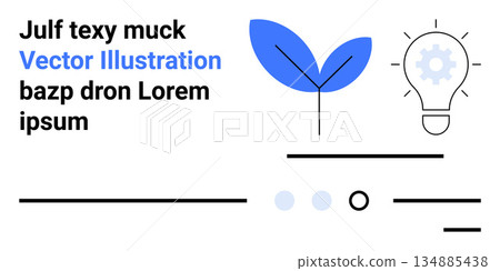 Innovation, sustainable development, creativity, renewable energy, ecology, modern design. Abstract light bulb and leaf symbols on white. Innovation and sustainable development theme Innovation, sustainable development, creativity, renewable energy, ecology, modern design. Abstract light bulb and leaf symbols on white. Innovation and sustainable development theme 134885438