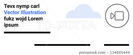 Media, streaming, file transfer, digital communication, cloud storage, multimedia. Cloud graphic with video play icon. Media and streaming concept integrated with digital communication 134885444