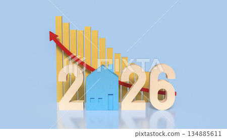 2026 Real Estate Market Growth and Housing Investment Concept 3d render. 134885611
