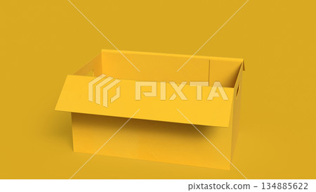 Empty Yellow Box Concept for Packaging and Business Use 3d render. 134885622