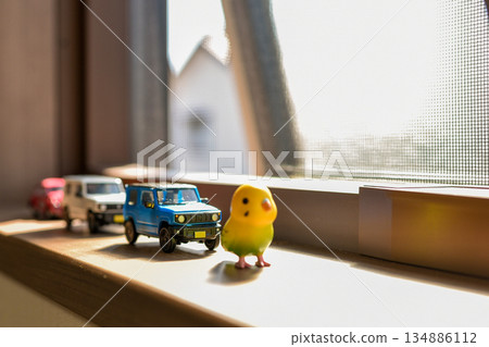 Image of a cute miniature toy placed by the window Image of a cute miniature toy placed by the window 134886112