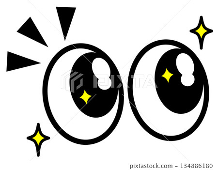 An illustration of a surprised or amazed pupil with its eyes wide open and focused 134886180