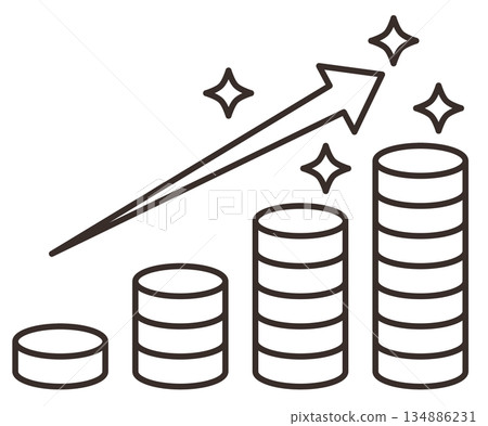 Illustration of a business that increases assets and profits by investing to reach the target amount 134886231