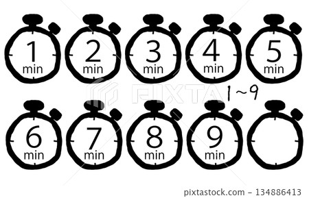 Handwritten stopwatch time icon material 134886413