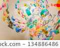 Colorful tape throwing image 134886486
