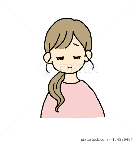 憂鬱女性插圖 134886494