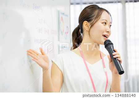 business woman giving a presentation 134888140