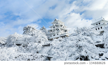 Gujo Hachiman Castle in the snow Gujo Hachiman Castle in the snow 134888626