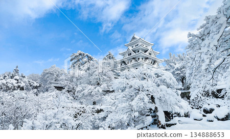 Gujo Hachiman Castle in the snow 134888653