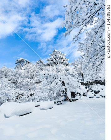 雪中的郡上八幡城 134888663