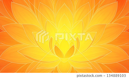 Spiritual orange lotus and light mandala pattern 134889103