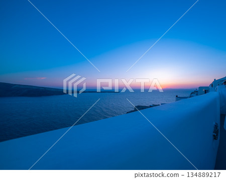 Beautiful sunset in Santorini 134889217