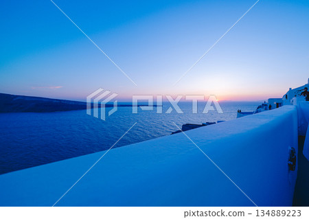 Beautiful sunset in Santorini 134889223