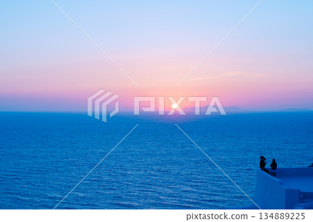 Beautiful sunset in Santorini 134889225